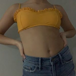 Yellow Ruffle Bikini Top